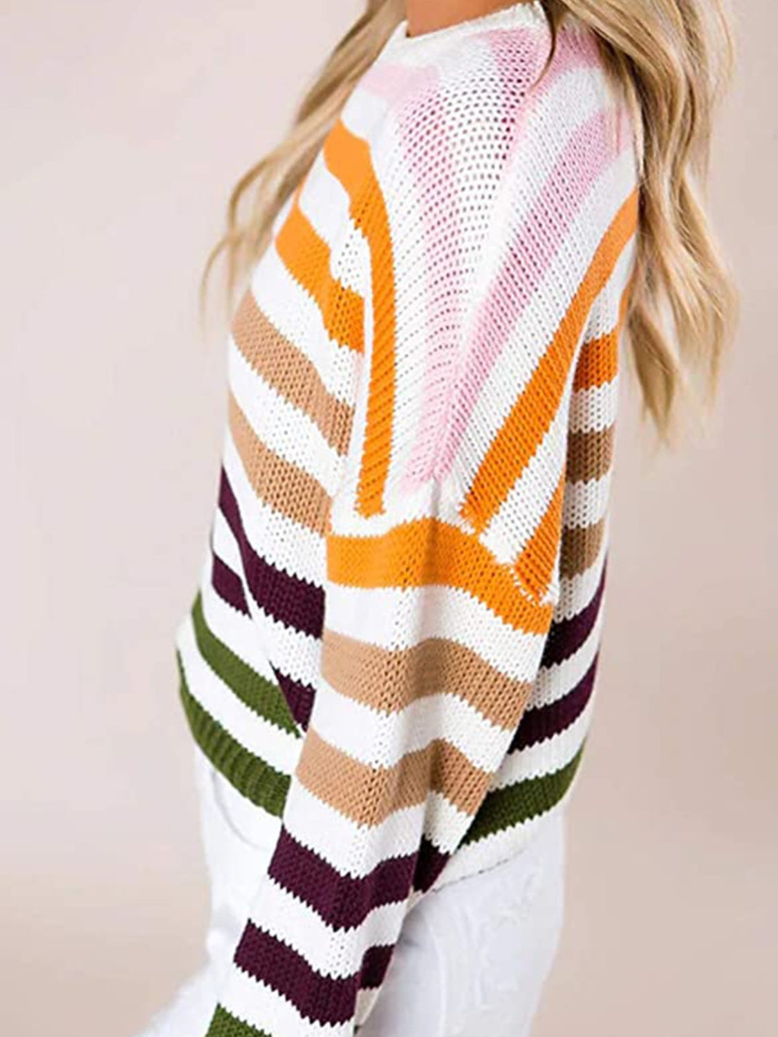 Striped Round Neck Knit Top