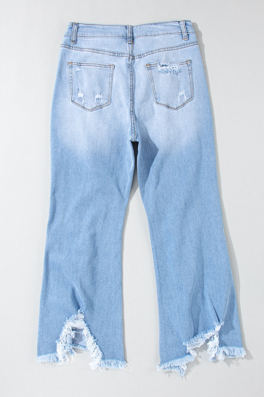 Distressed Raw Hem Jeans with Pockets